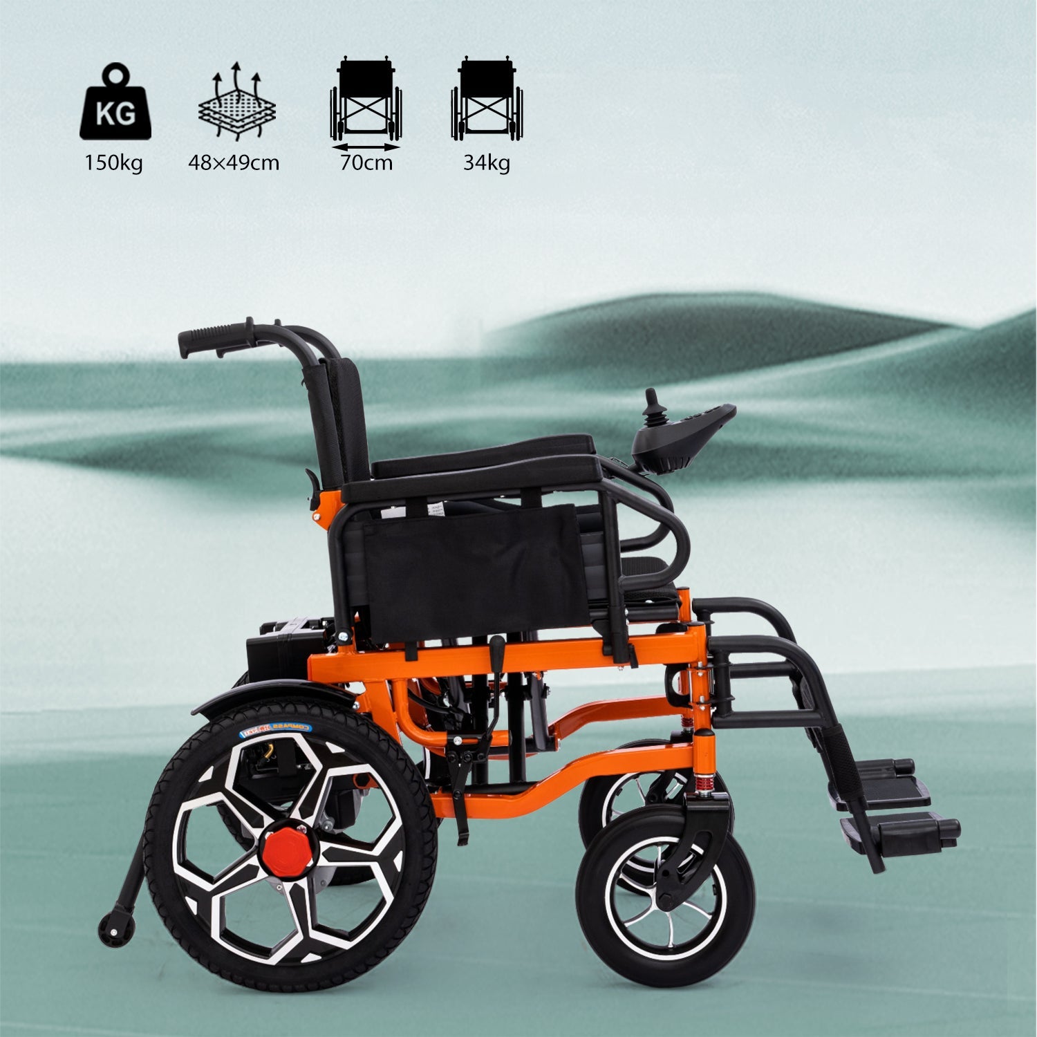 ByteTecpeak D09 Faltbarer E-Rollstuhl, Zwei 20Ah-Akku & 500W Motor