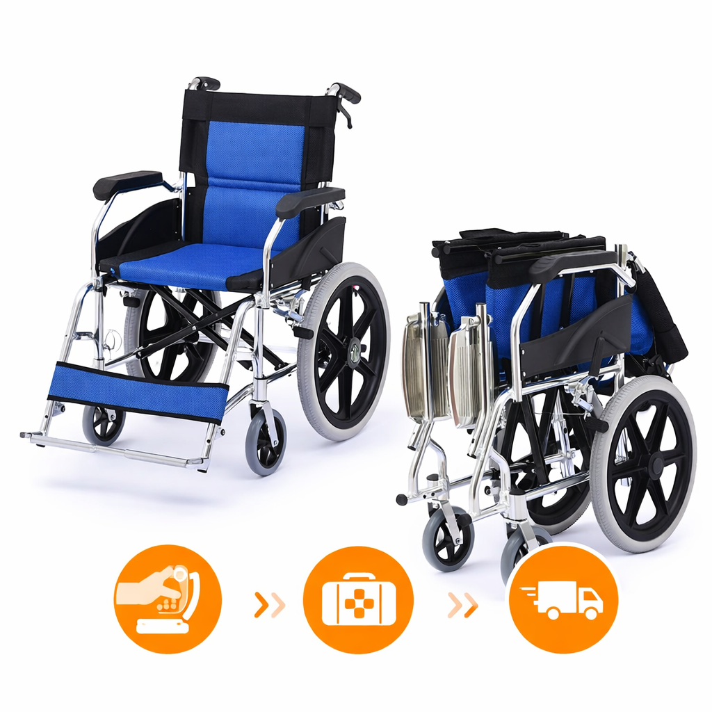 ByteTecpeak M3 Faltbarer Rollstuhl – Stabil, Leicht, Aluminiumrahmen, 100 kg Tragkraft