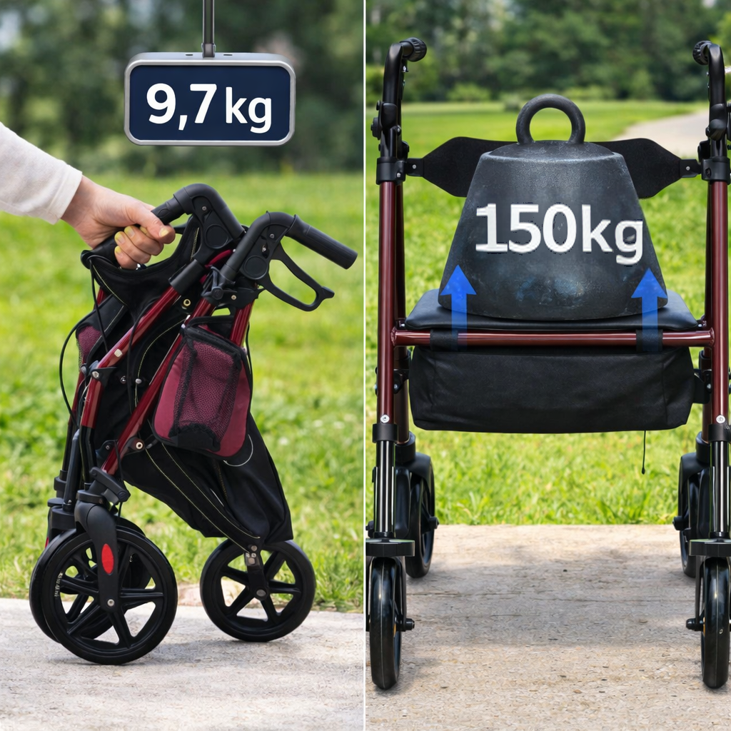 ByteTecpeak R4 Leichter Faltrollator mit Sitz - Kompakt und Praktisch für Mehr Mobilität