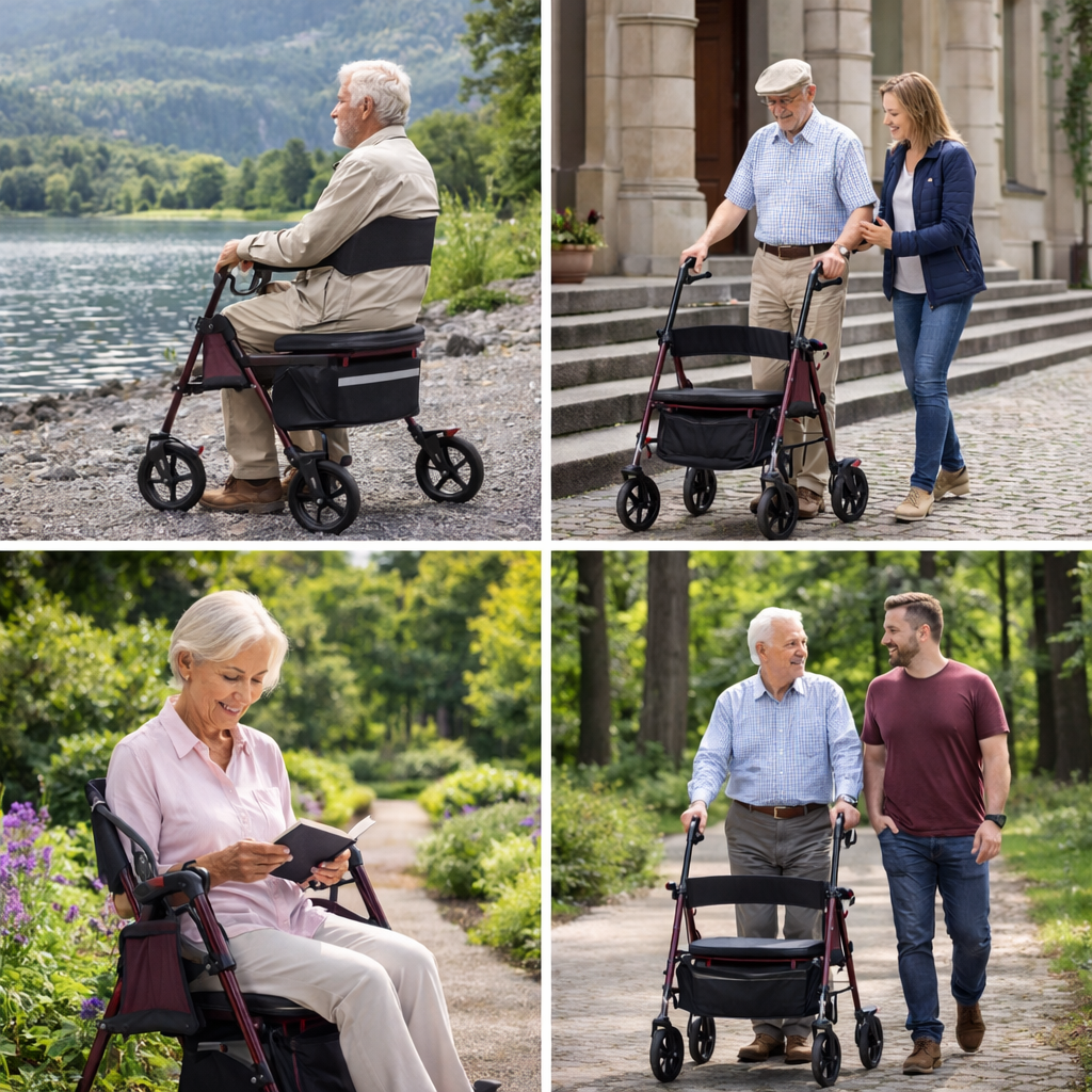 ByteTecpeak R4 Leichter Faltrollator mit Sitz - Kompakt und Praktisch für Mehr Mobilität