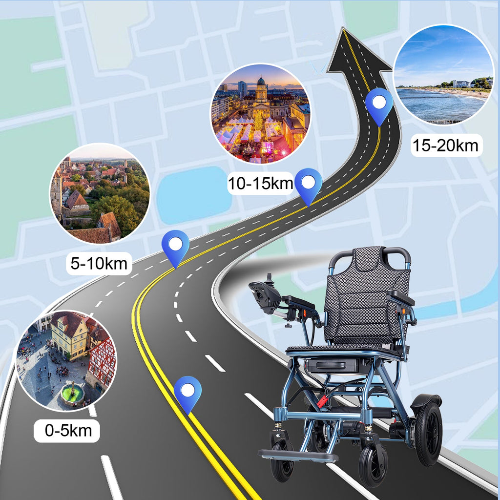 ByteTecpeak D04 E-Rollstuhl mit Doppel 10Ah Akku, Reichweite 2 x 20 km