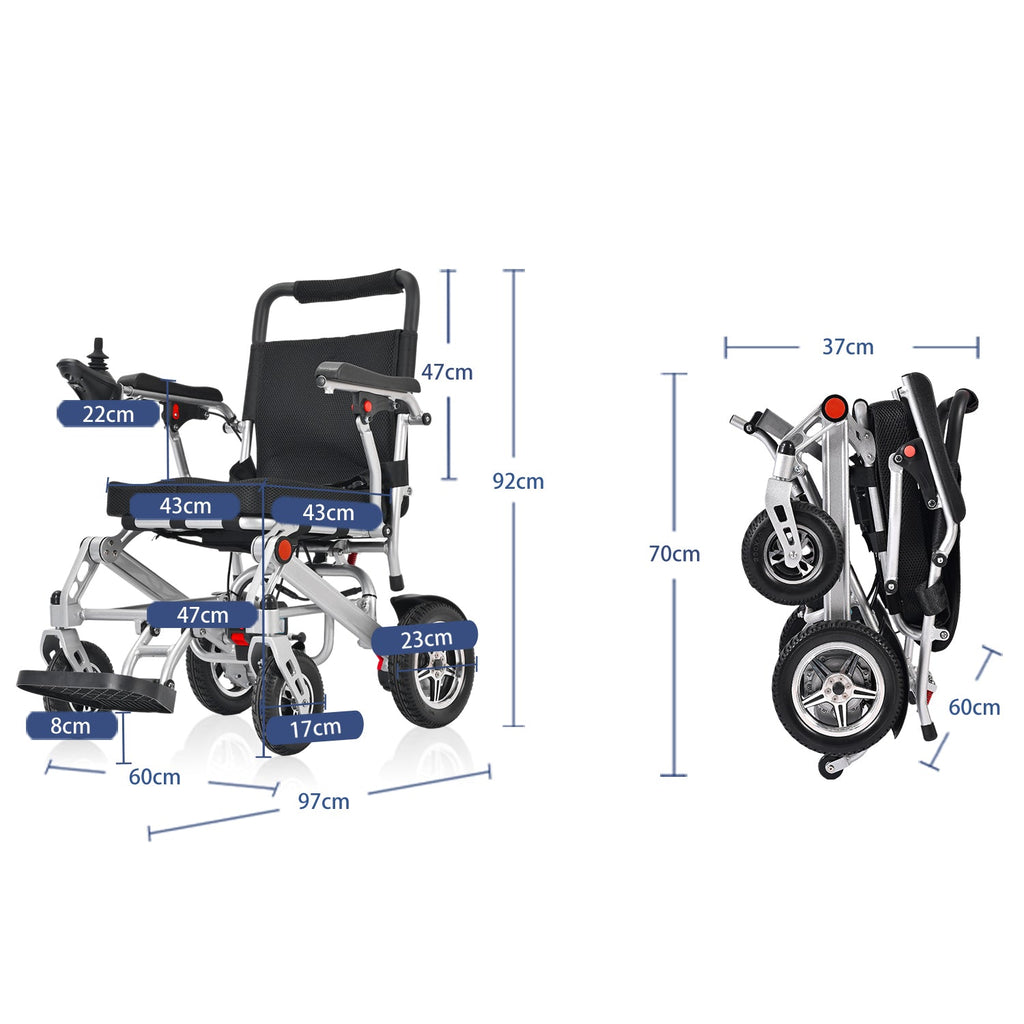 ByteTecpeak D10 Faltbar E-Rollstuhl – 12Ah Akku, Bis 150 kg belastbar,20 km Reichweite