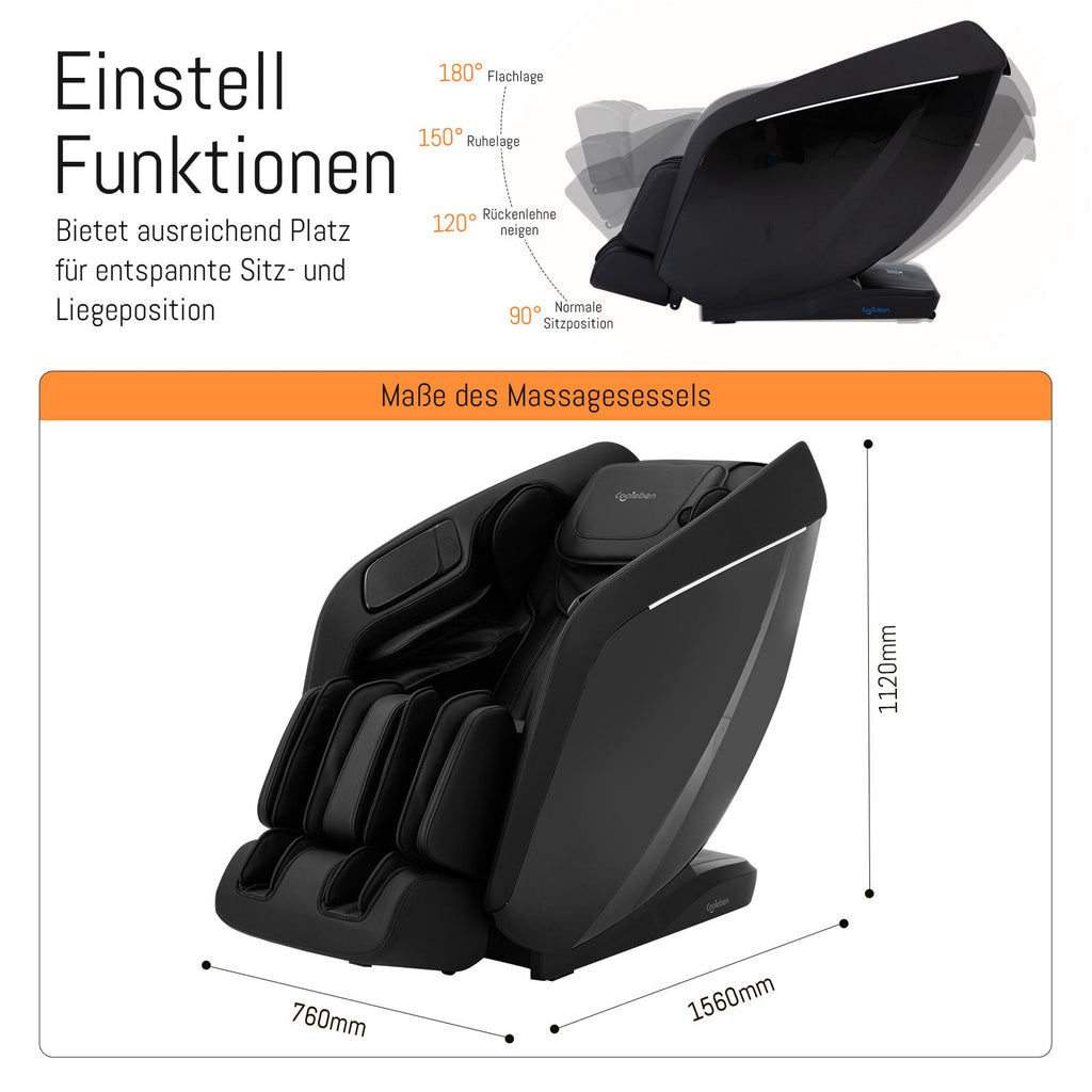 A325 Schwarz mit Dual-Core-Massage und Ganzkörpermassage Massagesessel