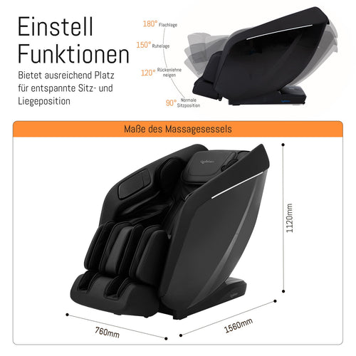 A325 Schwarz mit Dual-Core-Massage und Ganzkörpermassage Massagesessel