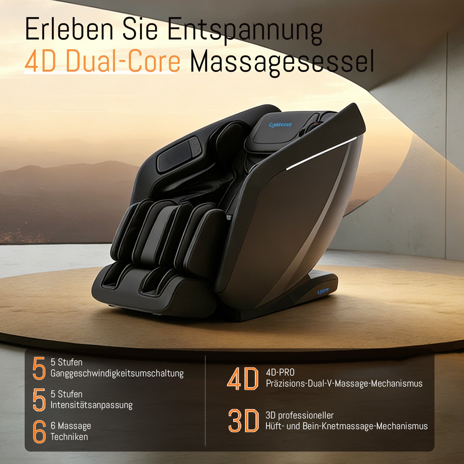 A325 Schwarz mit Dual-Core-Massage und Ganzkörpermassage Massagesessel