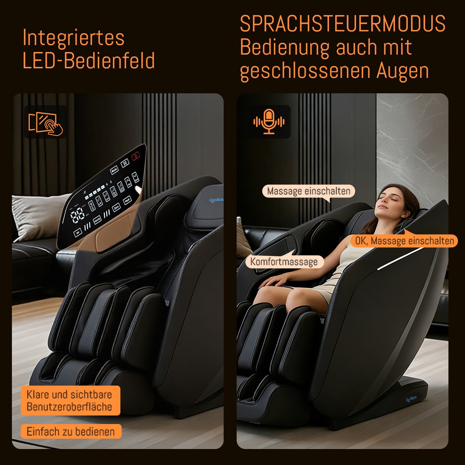 A325 Schwarz mit Dual-Core-Massage und Ganzkörpermassage Massagesessel