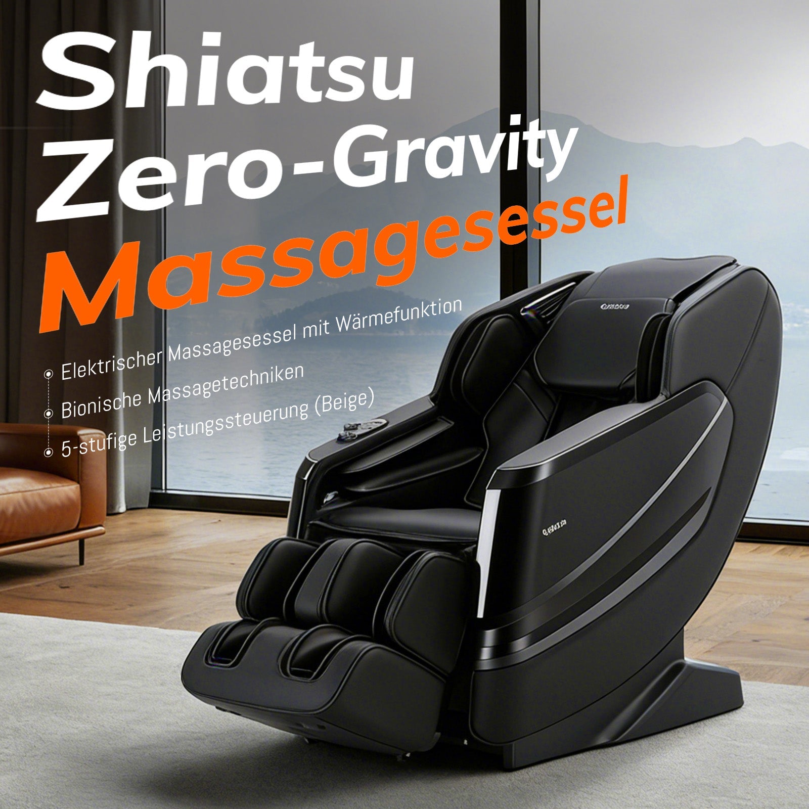 A351 Schwarz mit Zero Gravity, Sprachsteuerung und Heizfunktion Massagesessel