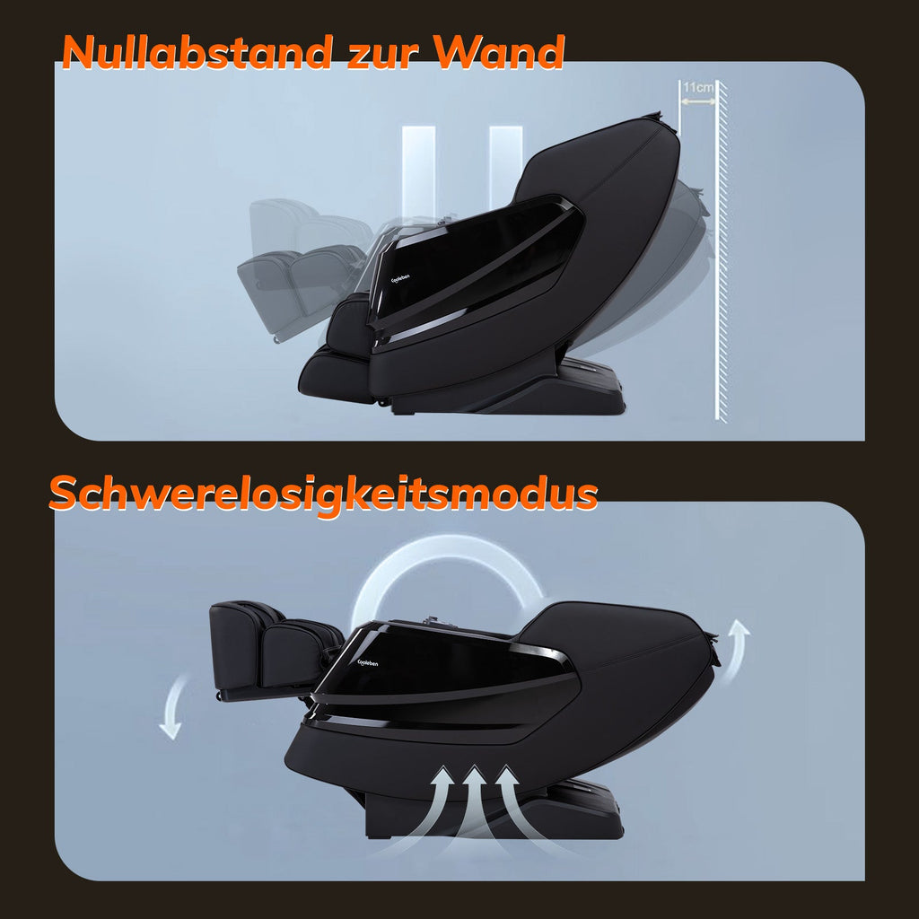 A351 Schwarz mit Zero Gravity, Sprachsteuerung und Heizfunktion Massagesessel