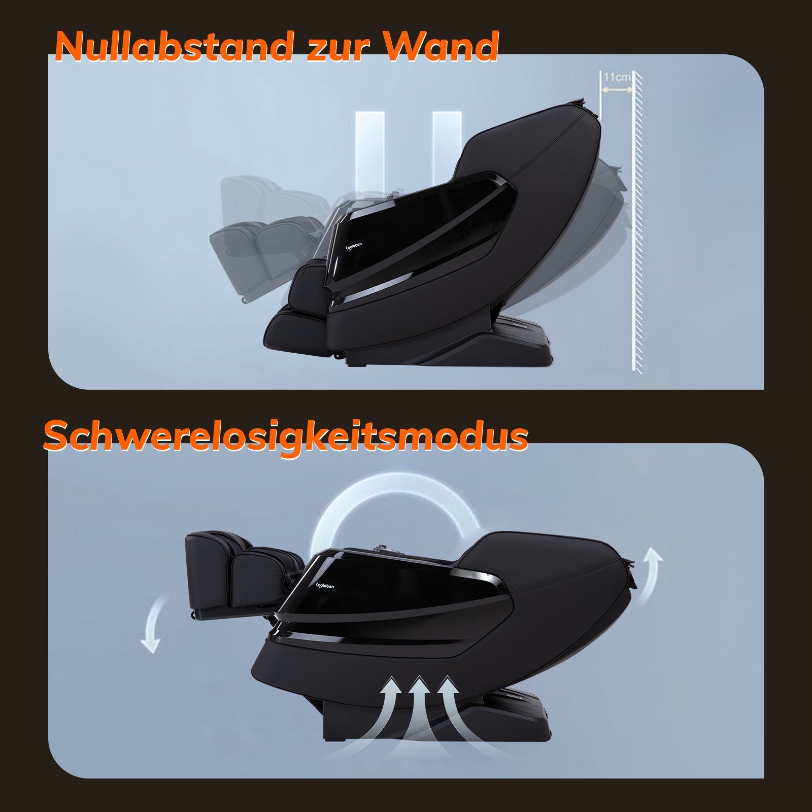 A351 Schwarz mit Zero Gravity, Sprachsteuerung und Heizfunktion Massagesessel