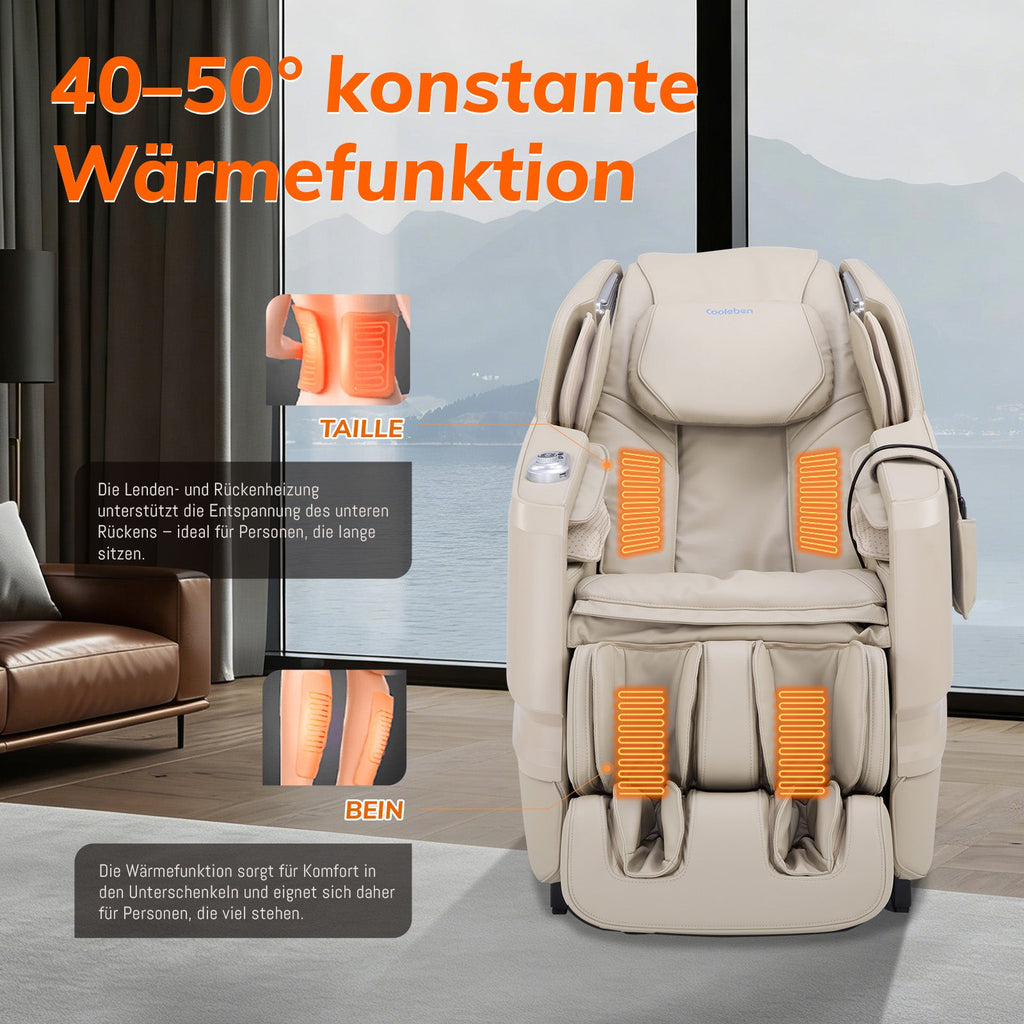 A351 Beige mit Zero Gravity, Sprachsteuerung und Heizfunktion Massagesessel