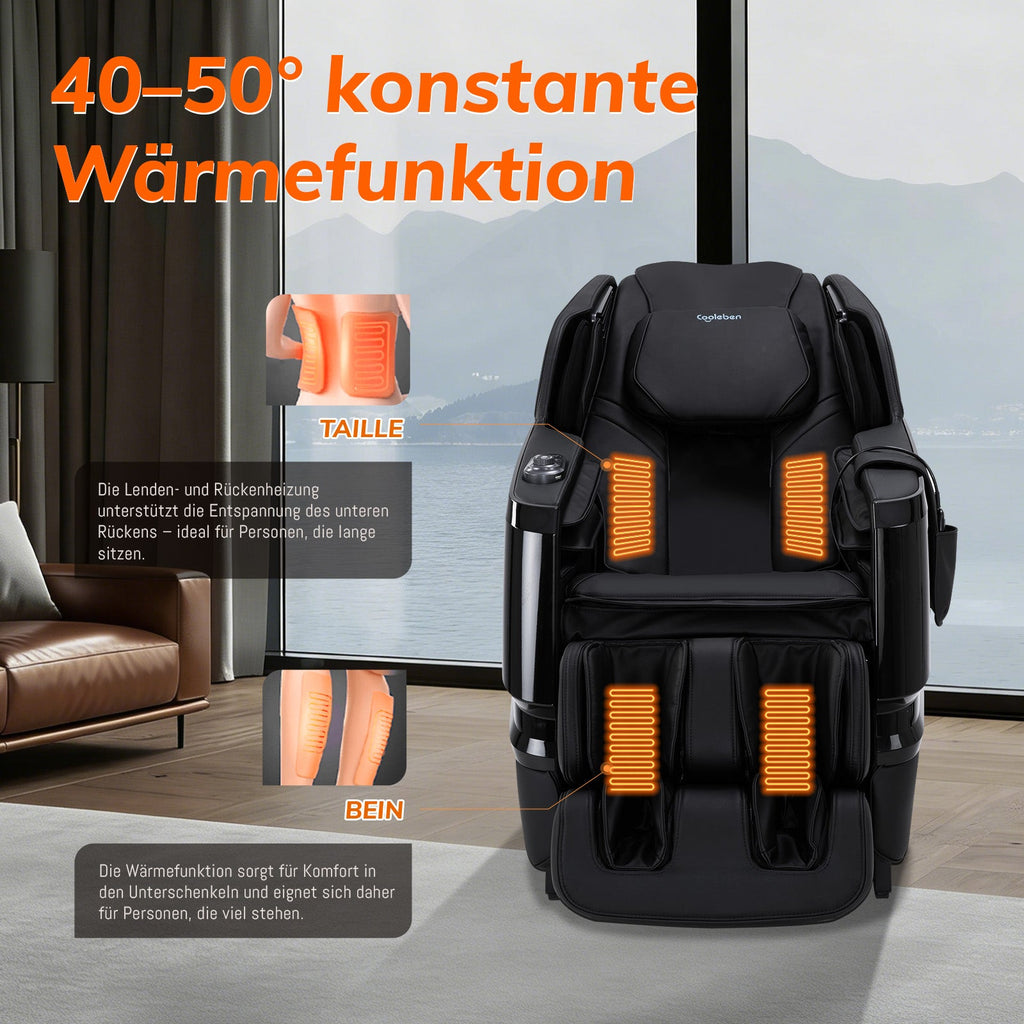 A351 Schwarz mit Zero Gravity, Sprachsteuerung und Heizfunktion Massagesessel
