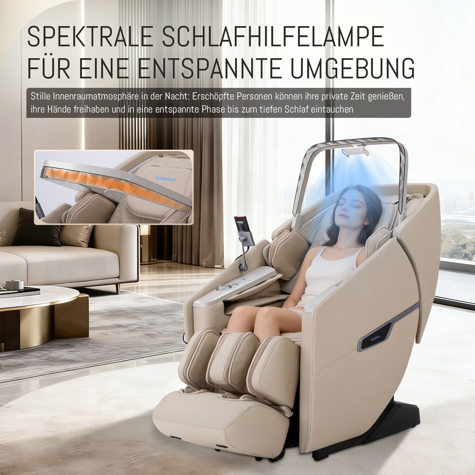 A553 Beige mit Dual-Core-Rückenmassage und Sprachsteuerung Massagesessel