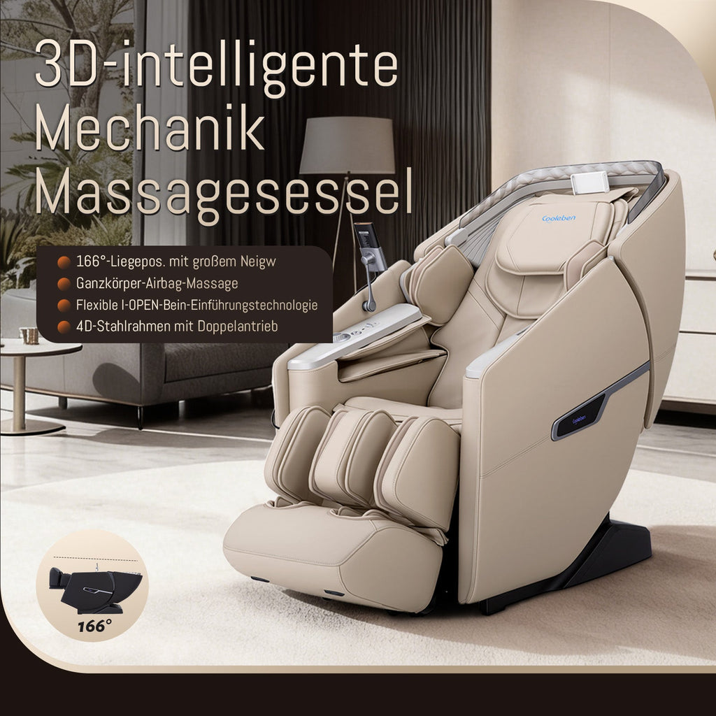 A553 Beige mit Dual-Core-Rückenmassage und Sprachsteuerung Massagesessel