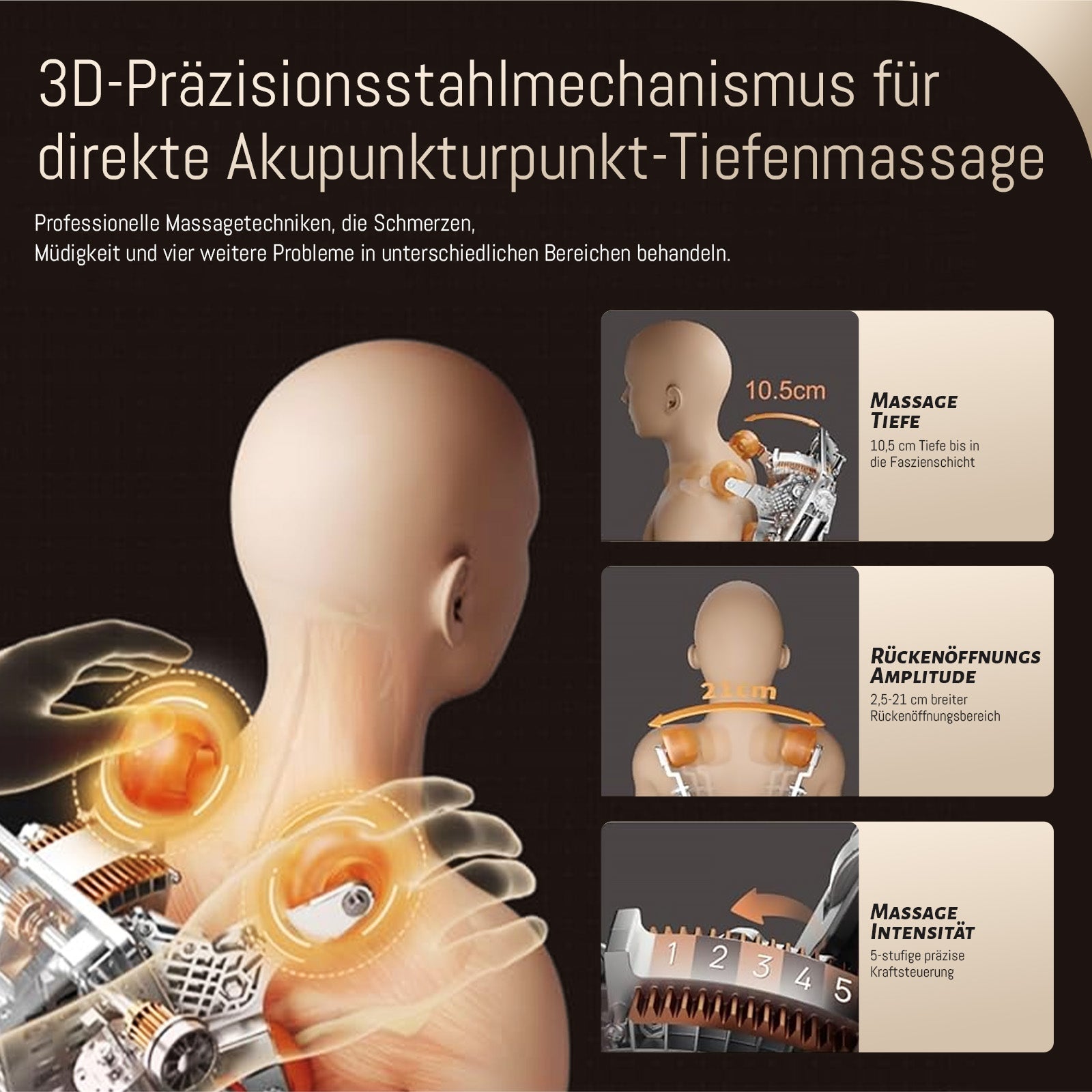 A553 Beige mit Dual-Core-Rückenmassage und Sprachsteuerung Massagesessel