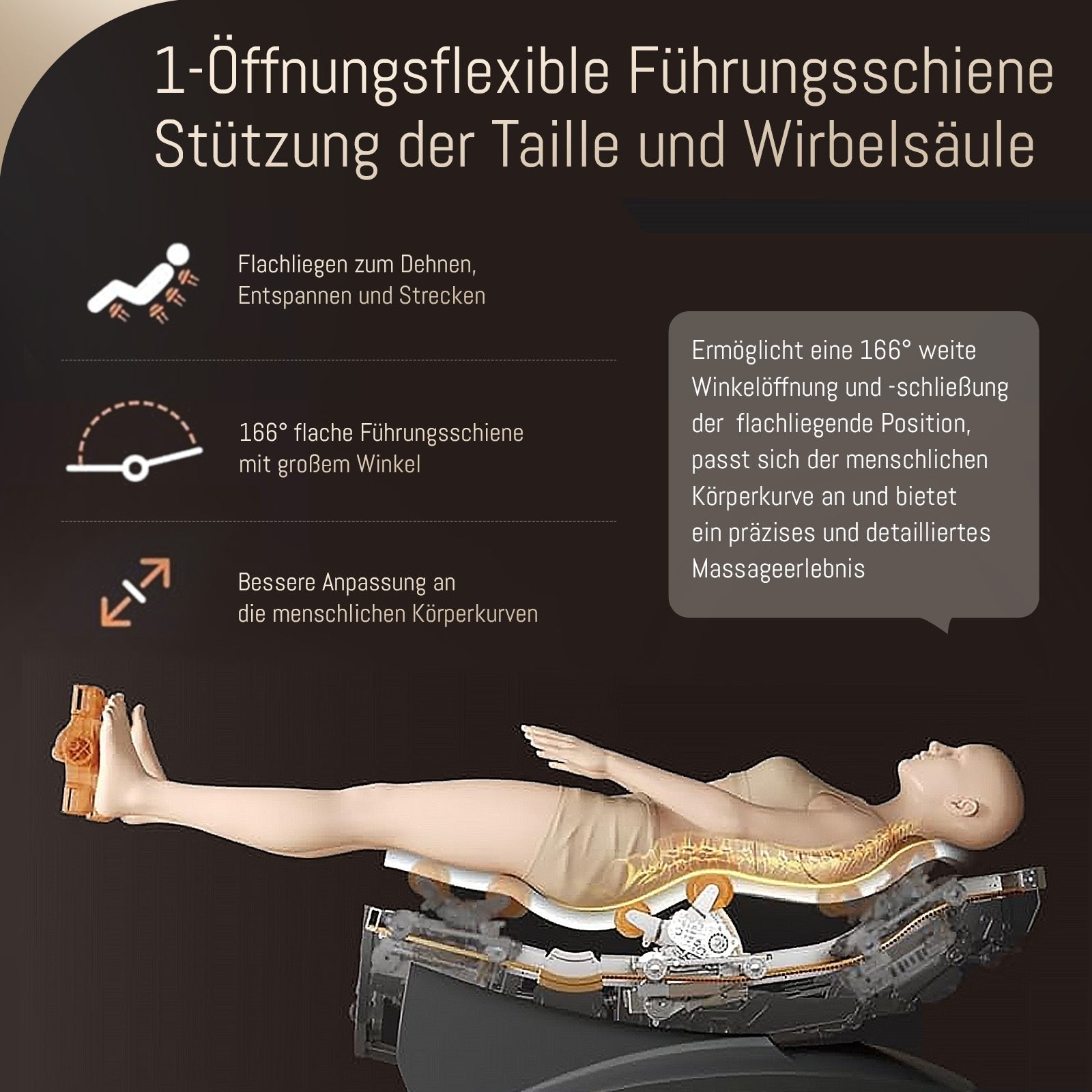 A553 Schwarz mit Dual-Core-Rückenmassage und Sprachsteuerung Massagesessel