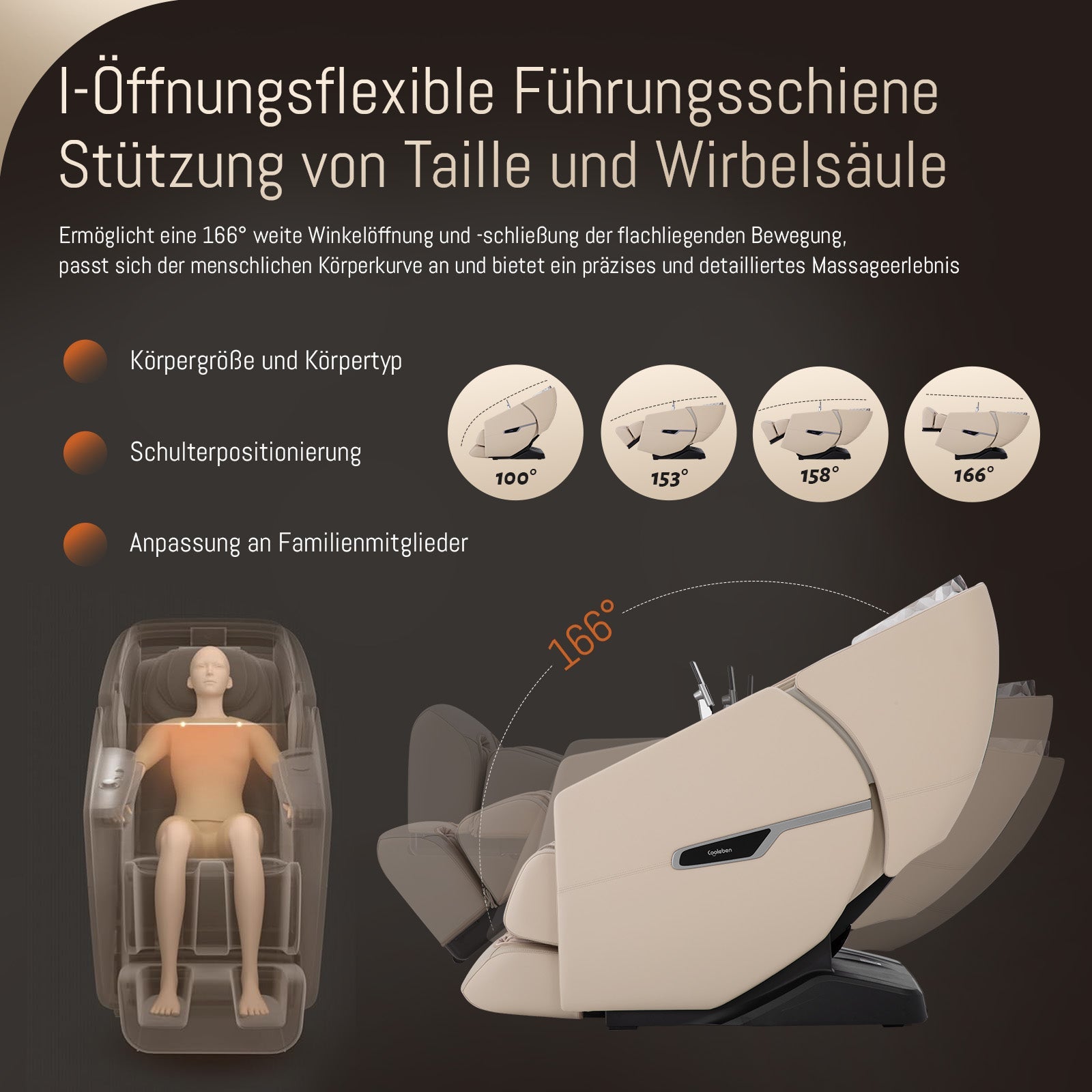 A553 Beige mit Dual-Core-Rückenmassage und Sprachsteuerung Massagesessel