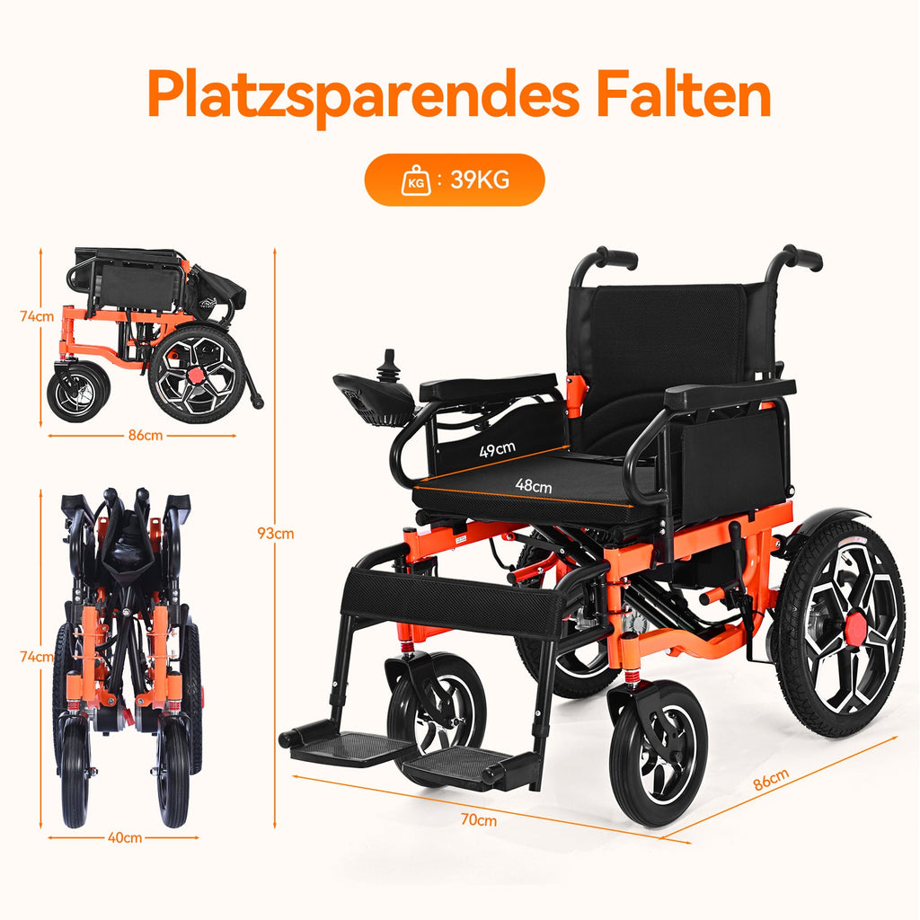 ByteTecpeak D09 Faltbarer Elektrischer Rollstuhl, 30km Reichweite