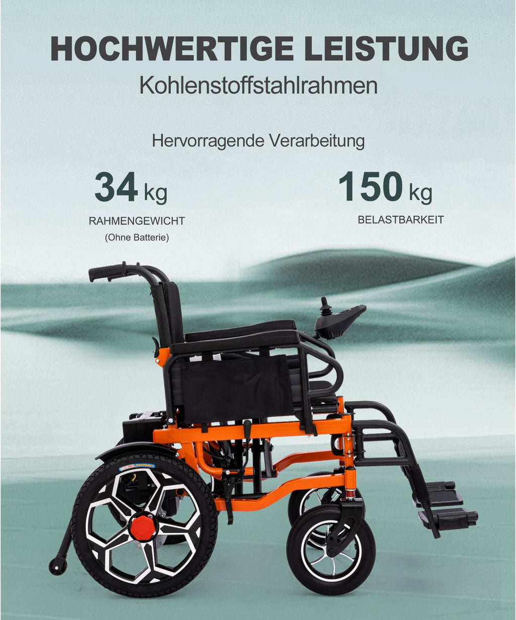ByteTecpeak D09 Faltbarer Elektrischer Rollstuhl, 30km Reichweite