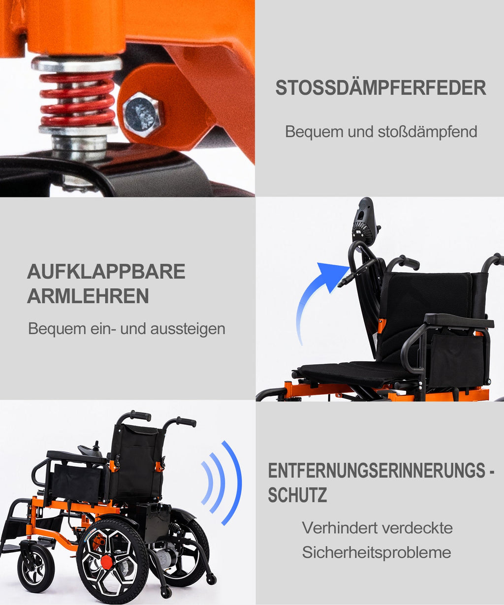 ByteTecpeak D09 Faltbarer Elektrischer Rollstuhl, 30km Reichweite