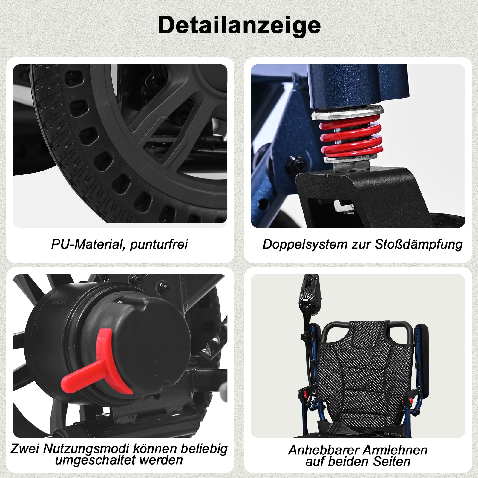 ByteTecpeak D14 Elektrischer Rollstuhl (Schwarz) – 18,5 kg, 20 km Reichweite