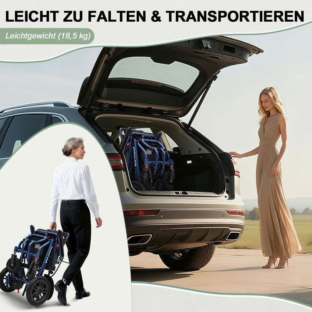 ByteTecpeak D14 Elektrorollstuhl – 18,5 kg, 500W, 12-Ah-Akku,20 km ,150 kg