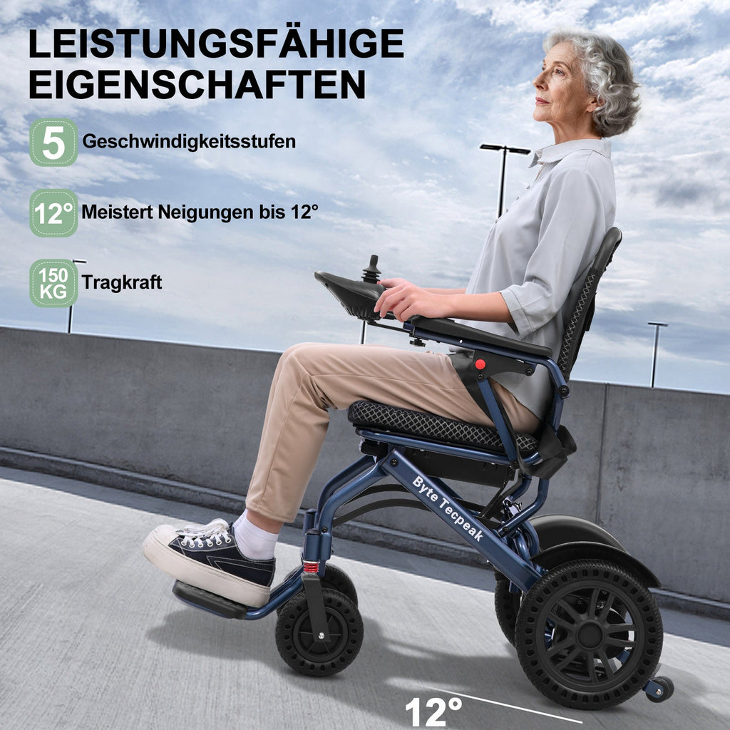 ByteTecpeak D14 Elektrorollstuhl – 18,5 kg, 500W, 12-Ah-Akku,20 km ,150 kg