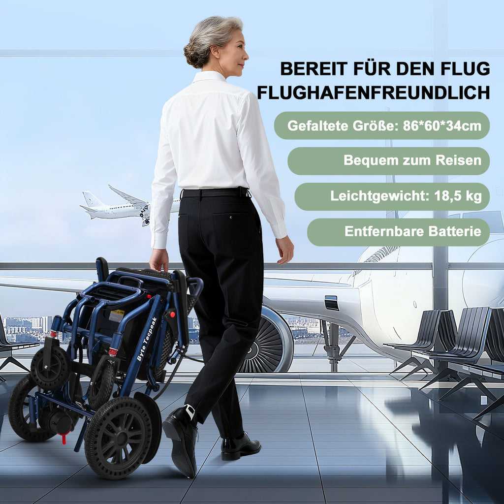 ByteTecpeak D14 Elektrorollstuhl – 18,5 kg, 500W, 12-Ah-Akku,20 km ,150 kg