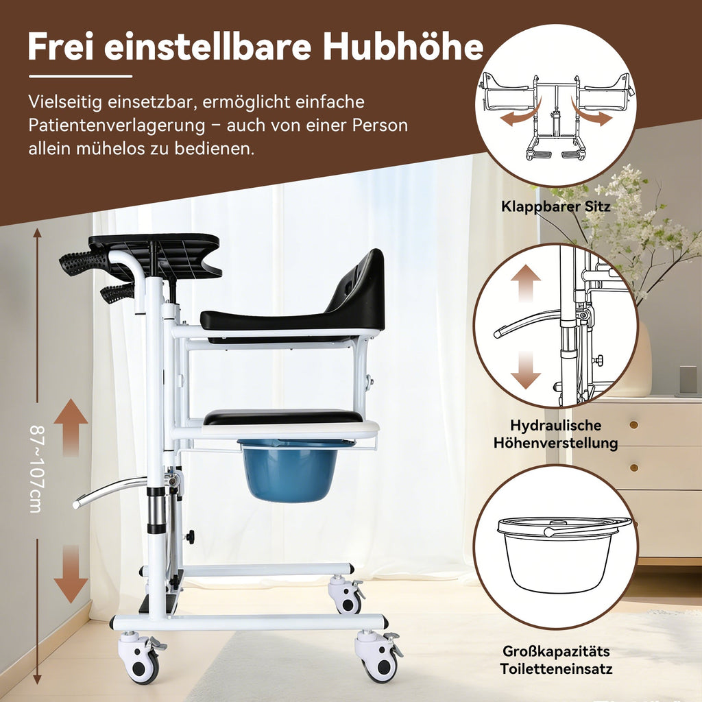 ByteTecpeak L01-LS Transferstuhl mit Toilettenfunktion, hydraulisch höhenverstellbar