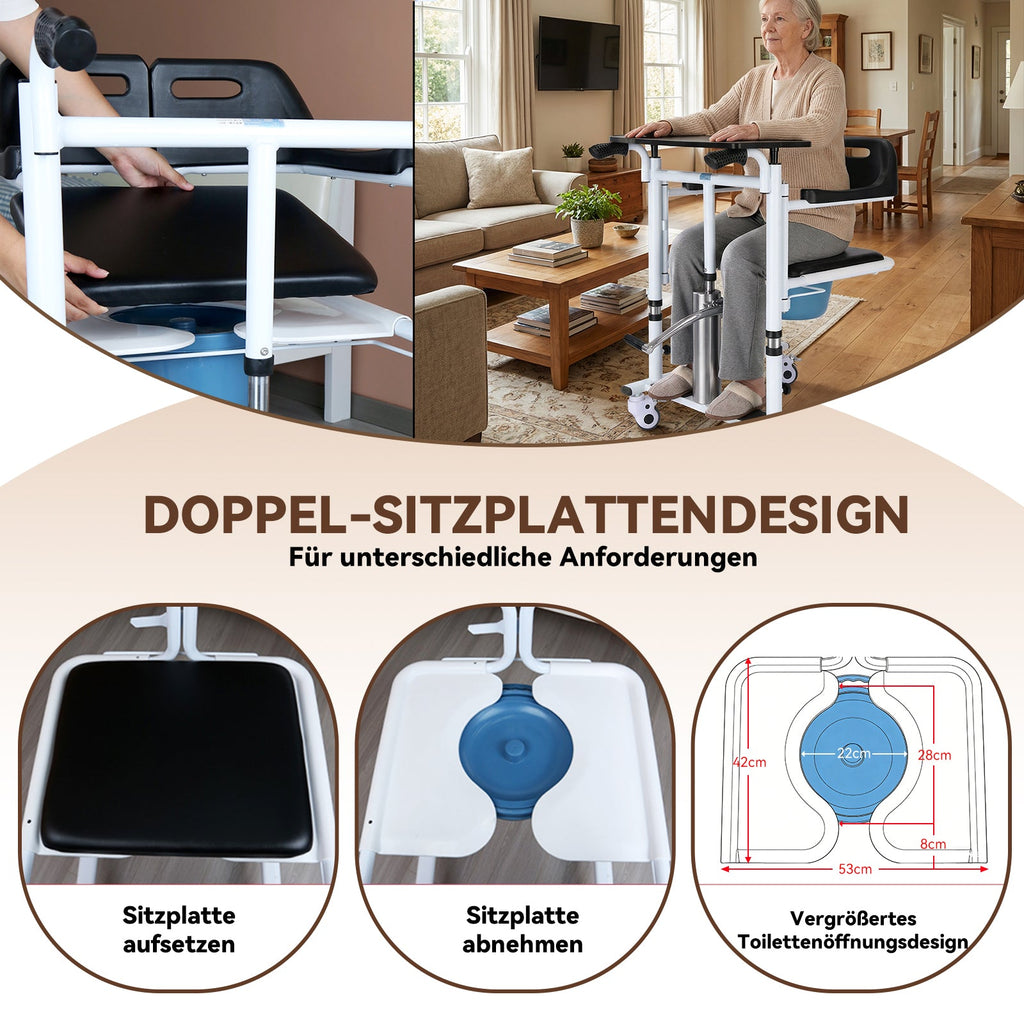 ByteTecpeak L01-LS Transferstuhl mit Toilettenfunktion, hydraulisch höhenverstellbar