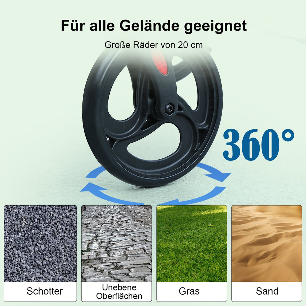 ByteTecpeak R2 Leichtgewicht Rollator mit Sitz, klappbar & höhenverstellbar bis 150 kg