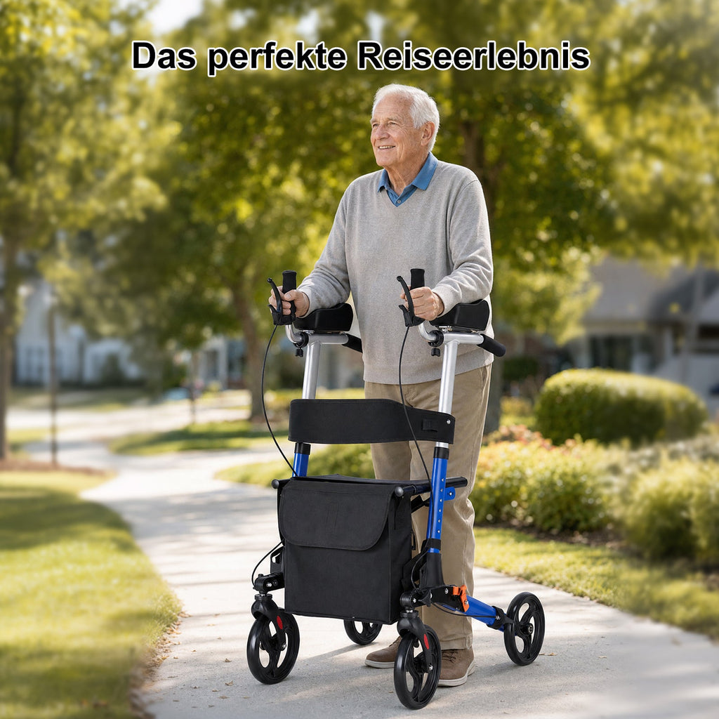 ByteTecpeak R2 Leichtgewicht Rollator mit Sitz, klappbar & höhenverstellbar bis 150 kg
