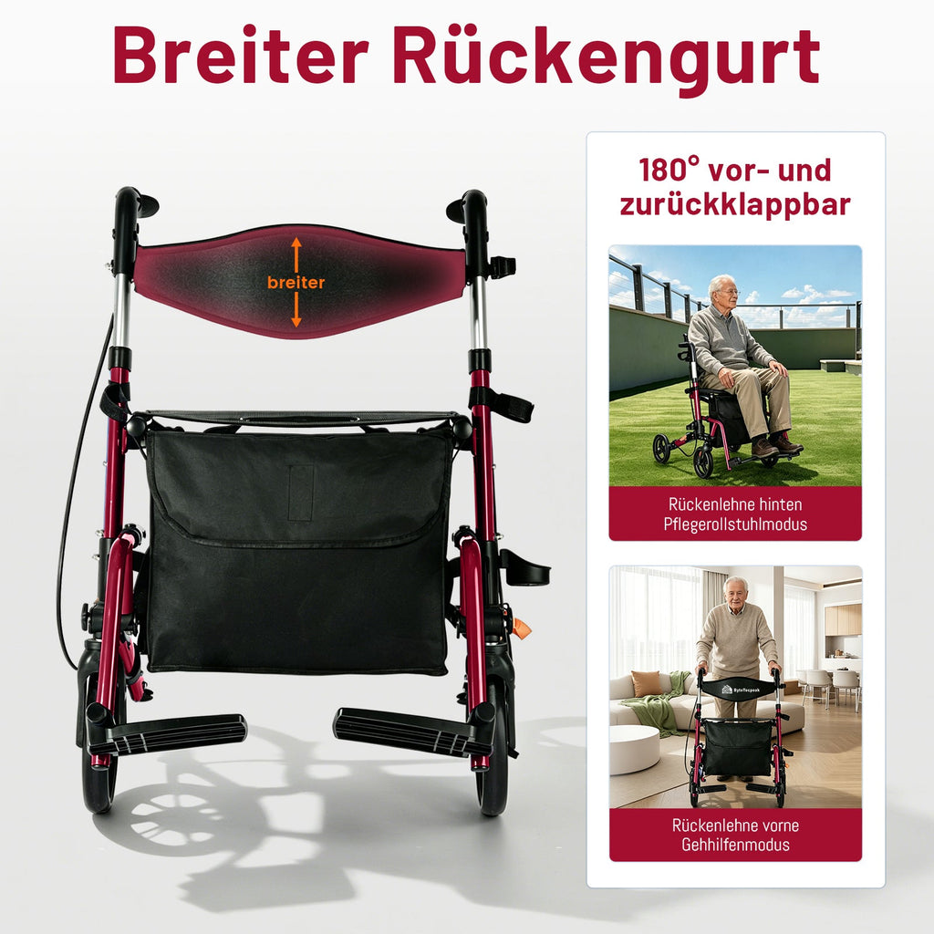 ByteTecpeak R3 Rollator faltbar, leicht mit 360° Drehrädern, Sitz & Einkaufstasche