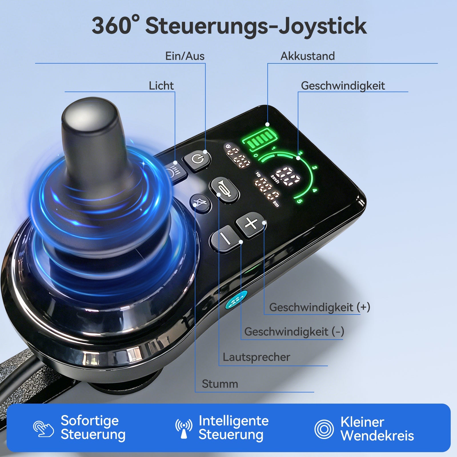 ByteTecpeak XP02 Elektrischer Rollstuhl-12Ah Akku, 20km Reichweite, Maximale Traglast 150kg