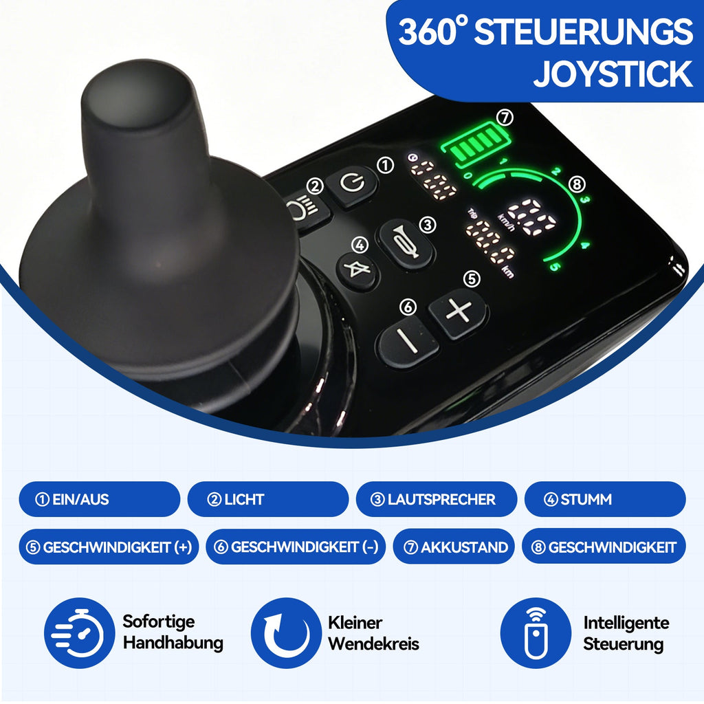 ByteTecpeak XP03 Zusammenklappbarer Elektrorollstuhl – 20 km Reichweite, 16,63 kg, Blau