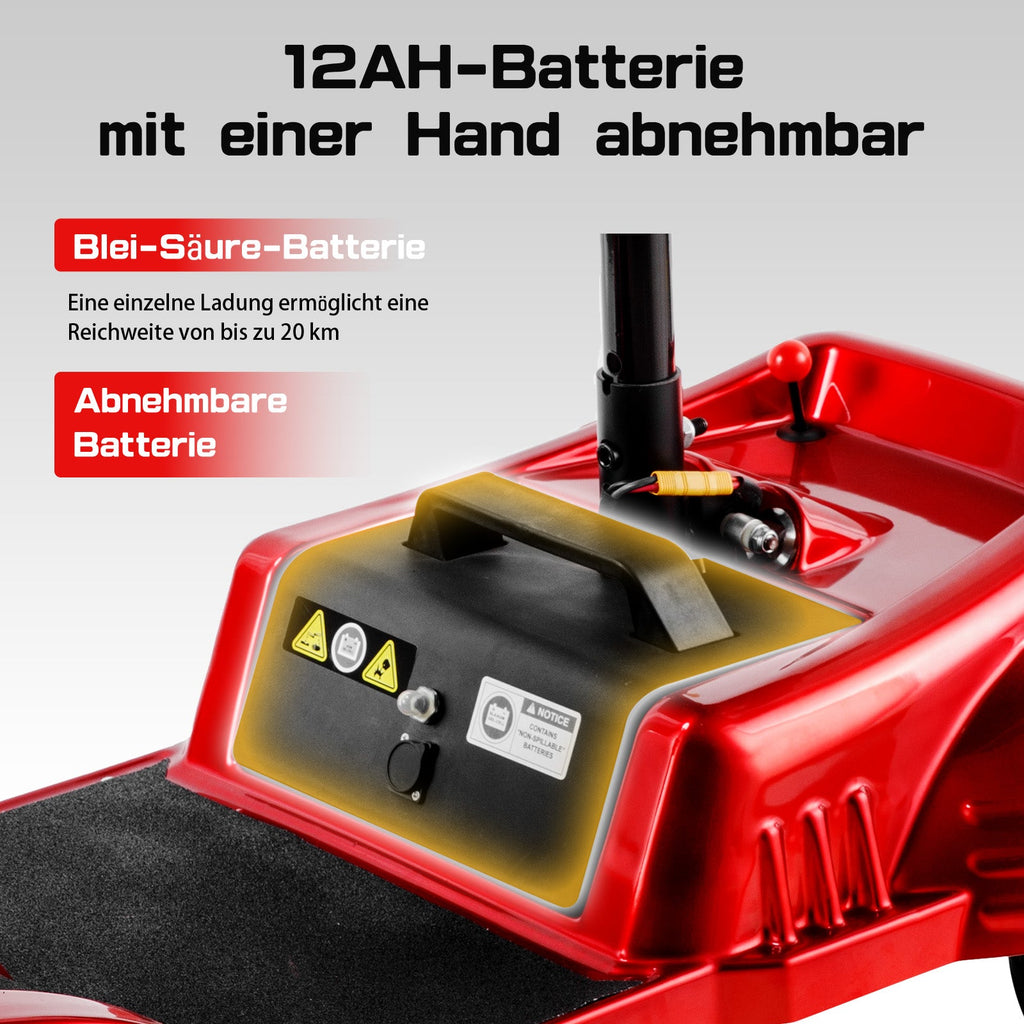 ByteTecpeak Z02 Elektromobil in Rot mit 20 km Reichweite, 350W Motor, faltbar
