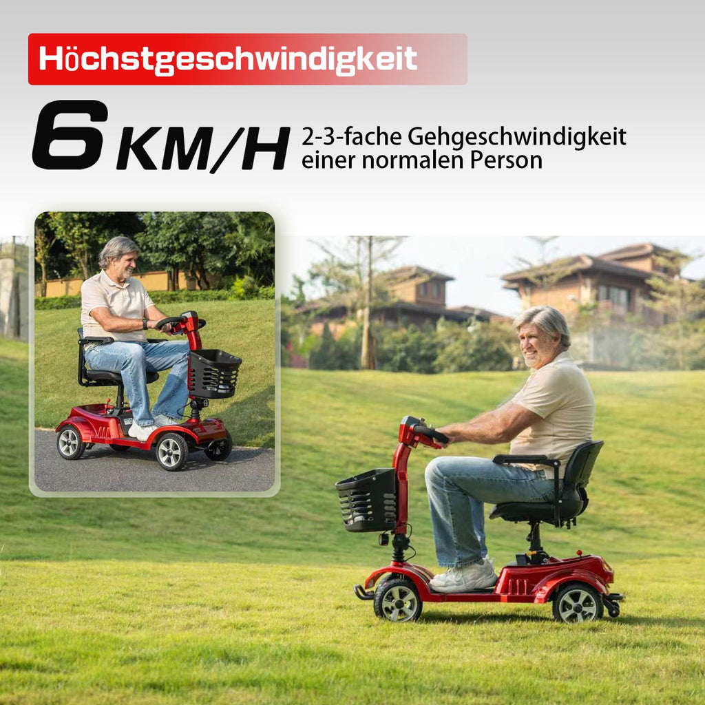 ByteTecpeak Z02 Elektromobil in Rot mit 20 km Reichweite, 350W Motor, faltbar