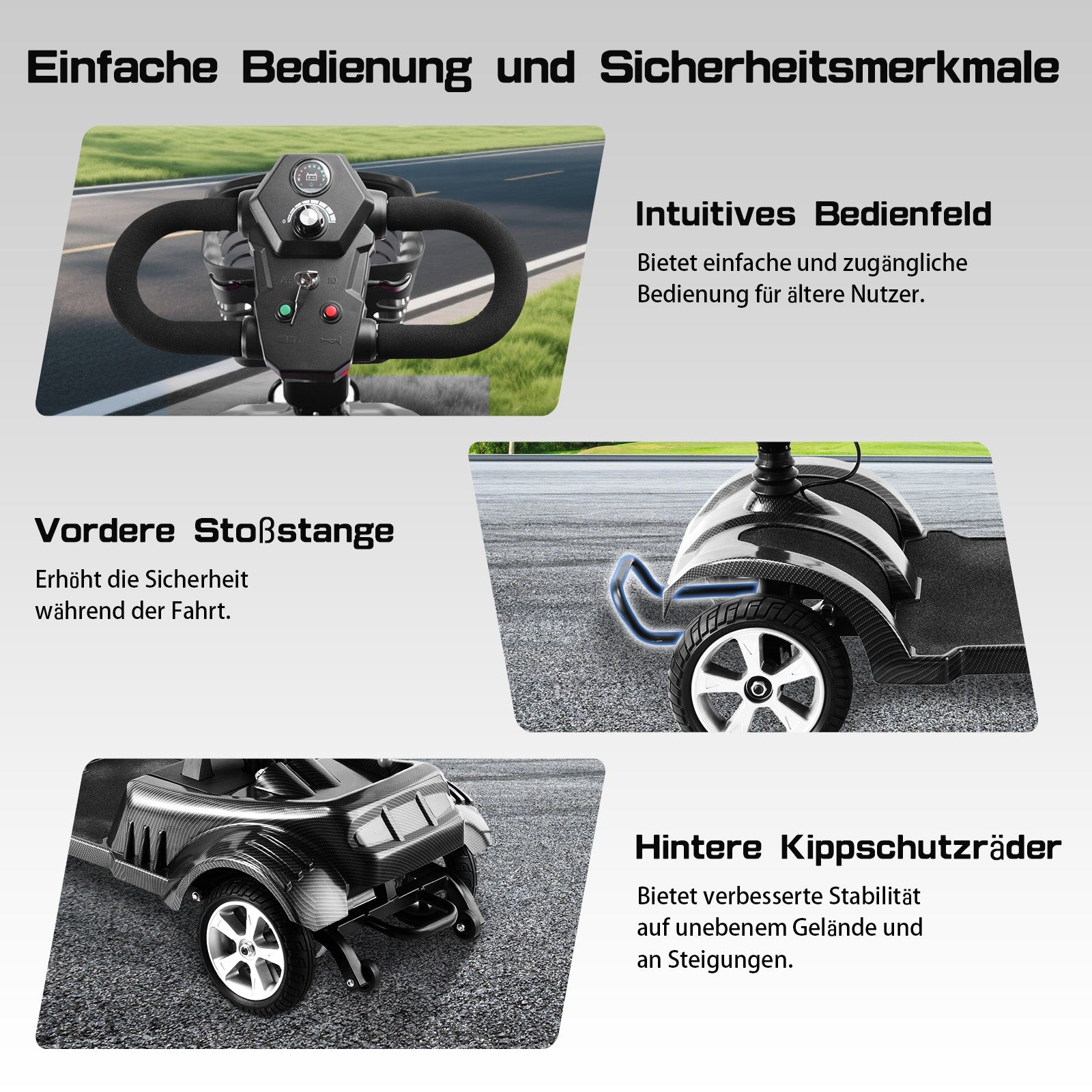 ByteTecpeak Z02 Elektromobil für Senioren, faltbar, 12 Ah Akku, 20km Reichweite