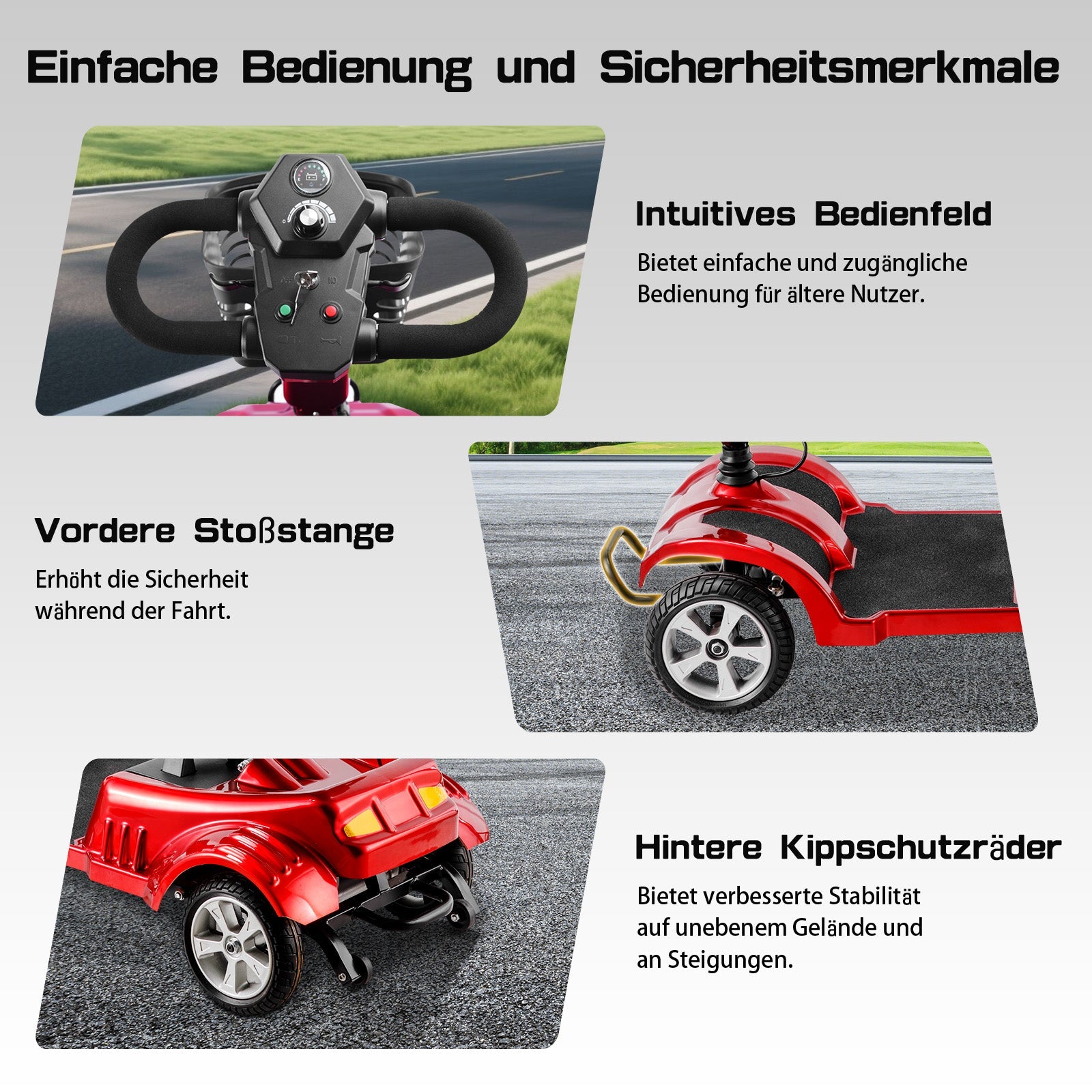 ByteTecpeak Z02 Elektromobil in Rot mit 20 km Reichweite, 350W Motor, faltbar