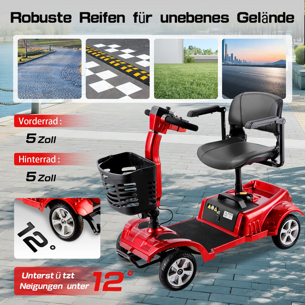 ByteTecpeak Z02 Elektromobil in Rot mit 20 km Reichweite, 350W Motor, faltbar