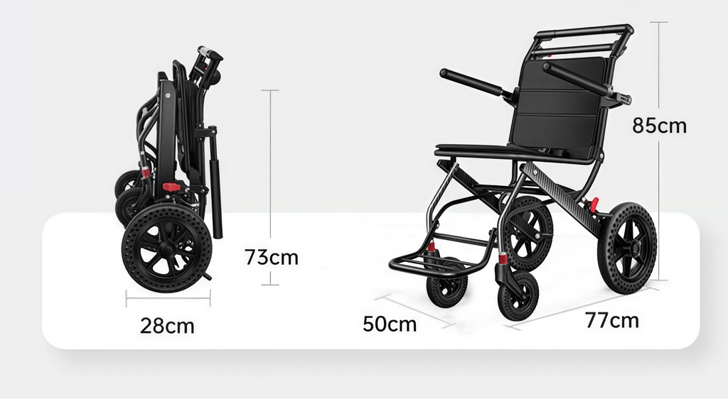 ByteTecpeak M1 Leichter manueller Rollstuhl aus Aluminium, klappbar, 100 kg belastbar