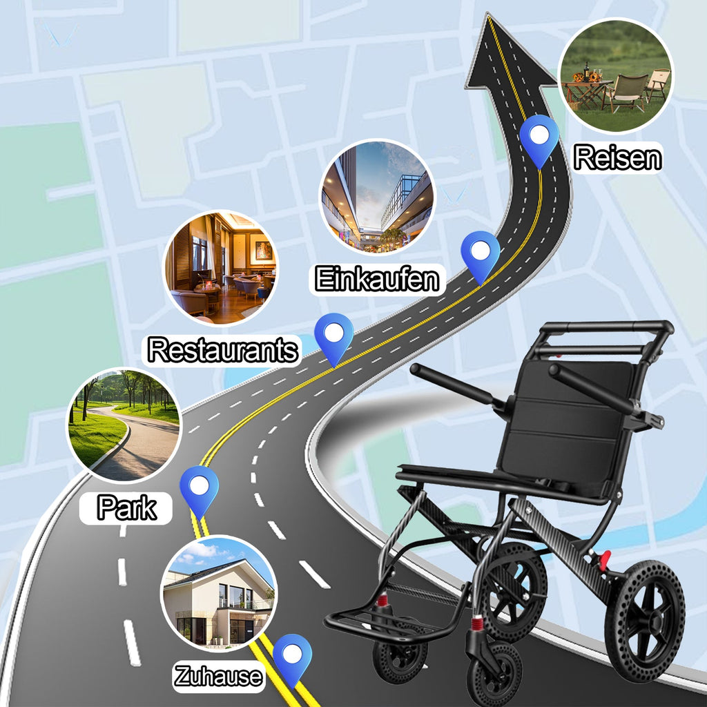 ByteTecpeak M1 Leichter manueller Rollstuhl aus Aluminium, klappbar, 100 kg belastbar