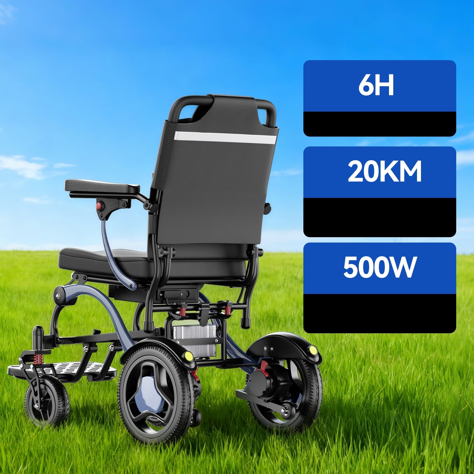ByteTecpeak XP03 Leichter faltbarer Elektrorollstuhl – kompakt, 500 W, bis 20 km