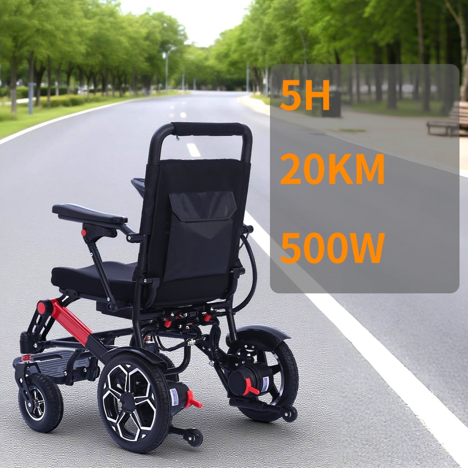 ByteTecpeak XP04 Faltbarer Elektrischer Rollstuhl, 20km Reichweite, 12Ah Akku