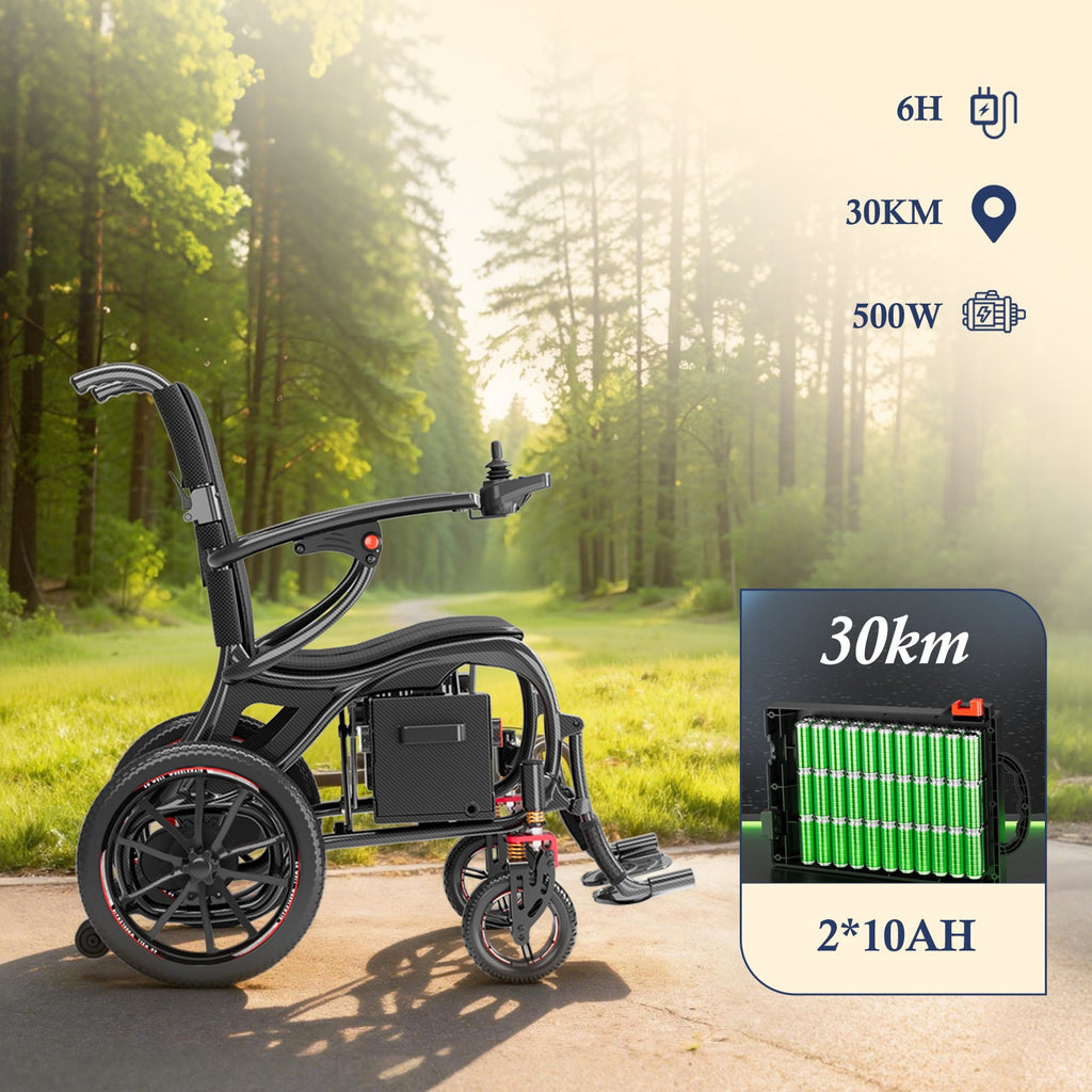 ByteTecpeak XP06 – ultraleichter Elektrorollstuhl mit Carbonfaser-Rahmenl |16 kg |30 km Reichweite